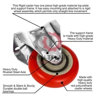 SET 4 PCS RODA TROLY CASTOR PU MERAH HEAVY DUTY BEARING 3 INCH