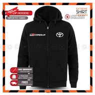 Zip Hoodie Sulam Toyota GR Corolla Hatchback Sport Uniform Showroom Baju Sejuk Unisex Murah Cotton Logo Embroidery Sulam