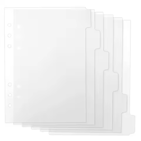 6pcs/set Punched Binder Divider Insertable Plastic Index Dividersheets with 6 Holes Ring Binders Div