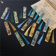 Gold Hollow Bookmarks with Tassels, Featuring Van Gogh and Monet Oil Painting Themes. Perfect for Bo