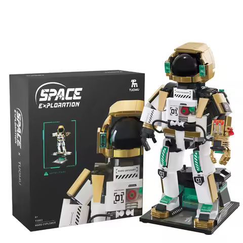 Mars astronauts building blocks space exploration series bricks set decoration ornament plastic cons