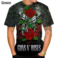 Men's round neck short sleeved top T-shirt summer new Guns N'Roses casual 3D printing POKR
