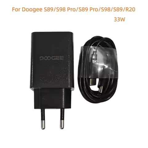 For Doogee S89 S98 Pro S89 Pro S98 S89 R20 Phone 33W Adaptor Fast Charger Travel EU Plug Adapter +Ty