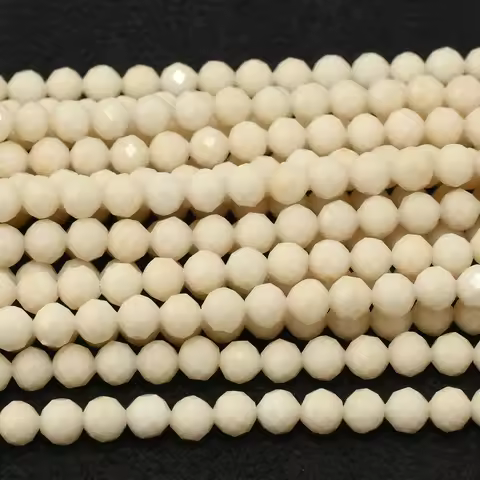 Natural Milky White River Stone Faceted Round Beads 4mm-4.3mm