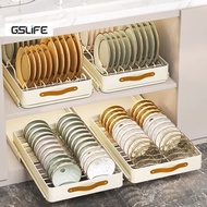 GSlife⭐Stainless Steel⭐Milk White Pull Out Basket Kitchen Cabinet Almari Tarik Rail Rak Dapur