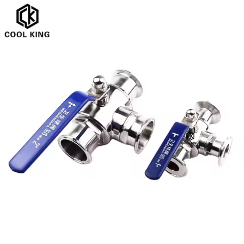 High Quality Pipe OD 3/4" 1" 1-1/4" 1-1/2" 2" SS304 Stainless Steel Sanitary 3 Way Ball Valve Ferrul
