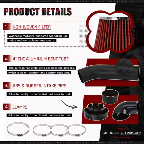 4 inch Cold Air Intake Kit For LS Swap Filter Fits most LS1 LS2 LS3 LQ4 LQ9 LY6 4.8L 5.3L 5.7L 6.0L 