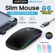TERLARIS 【COD】JOVITECH MOUSE GAMING LED WIRELESS 2.4G & BLUETOOTH 5.1 RECHARGEABLE SLIM MOUSE 1600 D