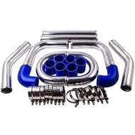 2.5" 64mm Aluminum Universal Intercooler Turbo Piping Pipe Kits & Blue Hose Kits