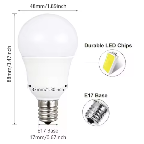 E17 Intermediate Base LED G14 Bulb 6W 60W Equivalent 5000K Daylight White Globe Light Bulbs for Ceil