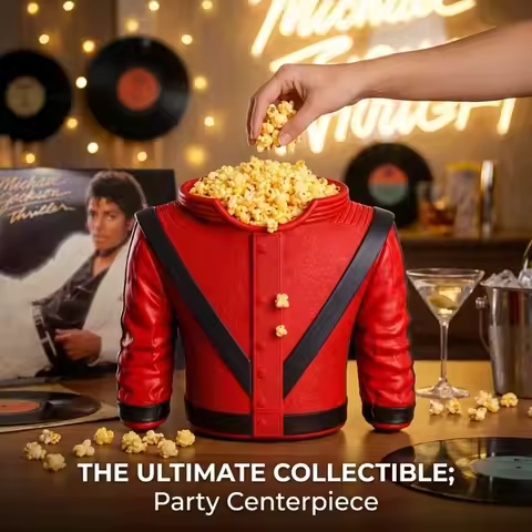MJ King of Pop Michael Jackson Iconic Red Jacket 3D Printing Popcorn Bucket Collectible Snack Bowl f