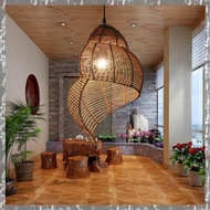 U8(YTMG) Pastoral Style Conch Rattan Lamp Vintage Pendant Lights Dining Room Decor Lighting Fixtures