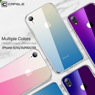 Cafele เคส iPhone หลังกระจกนิรภัยไล่สี สำหรับ iPhone X/Xs/Xr/XsMax