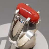 天然深紅色珊瑚 Marjan 戒指男士珊瑚戒指女士珊瑚戒指禮物
