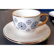 Ceramic Coffee Cup Set With Gold Edge Saucer Of 7 Ounces 12 Oz Mug