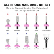 10Pcs Nail Drill Bits Set , Dimond Sanding Bit for Nail Drill E File , Electric Bits Acrylic Gel Nai