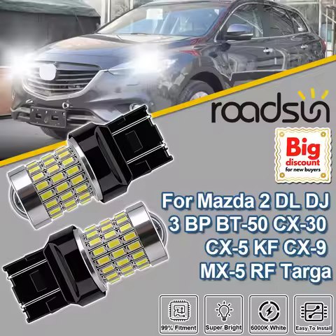 Roadsun 2PCS For Mazda 2 DL DJ 3 BP BT-50 CX-30 CX-5 KF CX-9 MX-5 RF Targa W21/5W 7443 Projector Len