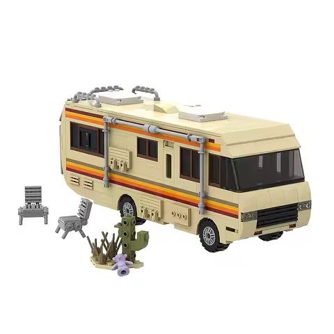 Gobricks MOC Classic Movie Breaking Bad Car Building Blocks Kit Walter White Pinkman Cooking Lab RV 