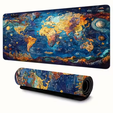 Fantasy Colorful World Map Keyboard Desk Pad for Gamers Office Accessory for Large with Laptops and 