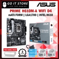 ASUS PRIME H610M-A WIFI D4 H610 LGA1700 Intel Motherboard + Intel Core 12th 13th 14th Gen Processors