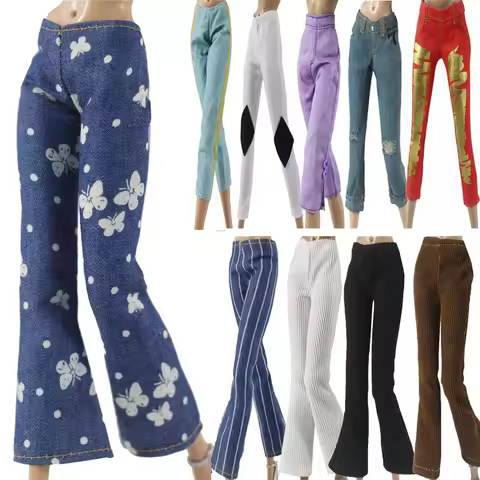 11.5" Floral Jeans Leather Pants 1/6 BJD Dolls Casual Wears Clothes Accessories Multi-styles 30CM Do