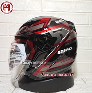 HELM NHK GLADIATOR TOURING ROYAL RED|HALF FACE DOUBLE VISOR