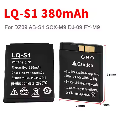 LQ S1 LQS1 3.7V 380mAh Smart Watch Battery for DZ09 AB-S1 DJ-09 YX-W9 SCX-M9 W8 Replacement Batterie