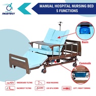 Lifepro Manual Hospital Nursing Bed 5 Functions - Full Bend / Half Bend | Adjustable Medical Bed for