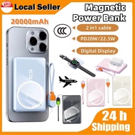 【SG Stock】CCC Magnetic PowerBank 20000mAh Ultra-Thin  Built-In Cable PowerBank PD22.5w/22.5w Intelli