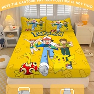 2/3PCS Pikachu Fitted Sheet Dustproof Bed Cover Bedding For Both Boy And Girl Bedroom Guest Room And