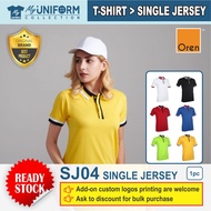 [Original Brand] Oren Sport SJ04 Unisex Single Jersey Short Sleeve Collar Shirt / Customize Logo T-S