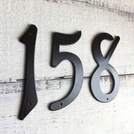 1pc Black 4" (101mm) Modern House Number, Metal Digits And Letters, Metal Address Sign Plate, Outdoo