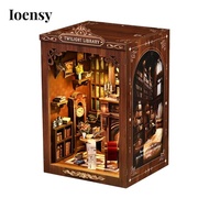[Ioensy] DIY Shelf Insert Easy to Assemble Miniature Library Scene Touch Switch Library Shelf Insert