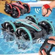 High-tech RC Stunt Car 2.4G Radio Gesture Induction Amphibious Remote Dual Control Vehicle Children's Electric Toys for Boy Kids Girls 3 4 5 9 12 Years Old Gifts Swimming Pool Bath