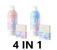 "GLAMOUR SHOP" ( 4 IN 1 ) ( BLUE / PINK ) PUREYES WHITENING BODY WASH + ( BLUE / PINK ) PUREYES Mousse Body Whitening Active Derma Soap