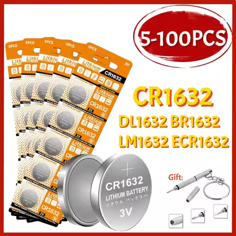 5-100PCS CR1632 Button cell Batteries LM1632 BR1632 ECR1632 3V Lithium Battery CR 1632 for Car Remot