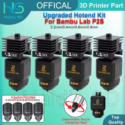 For Bambu Lab P2S Upgraded Hotend Kit 0.2/0.4/0.6/0.8mm Detachable Nozzle Hot End For Bambulab P2S 3