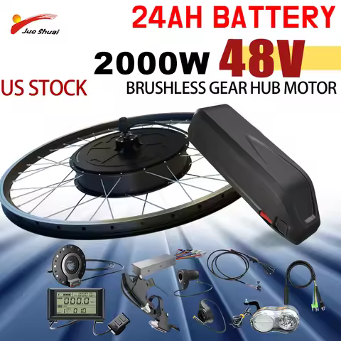 2000W Electric Bike Conversion Kits 48V with Battery Brushless Rear EBike Hub Motor Wheel For Electi