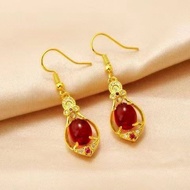 04.21 [Exquisite Packaging Gift Choice] Genuine 9999 Real Gold-Plated Four-Leaf Earrings Female Hot-