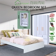 PROMOSI HEBAT SamPoint Set Bilik Tidur / Almari Baju / Katil Queen / Room Set / Set Bilik Moden Pera