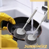 [Sunnimix2] Kitchen Cleaning Brush Dishwashing Brush Dish Scrubber with Handle Multifunctional for Pots, Pans, Counter Cast Iron Brush