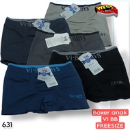 K631 (3Pcs) Vi-Bb Celana Dalam Boxer Anak Laki Laki Cd Boxer Anak Cowok Size Free Size (BB 20-25 Kg)