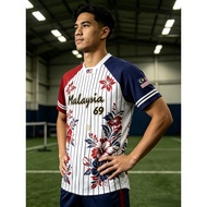Retro Men's T-Shirt Floral Pattern Knit Design Unisex Style Malaysia 69th Birthday Short Sleeve