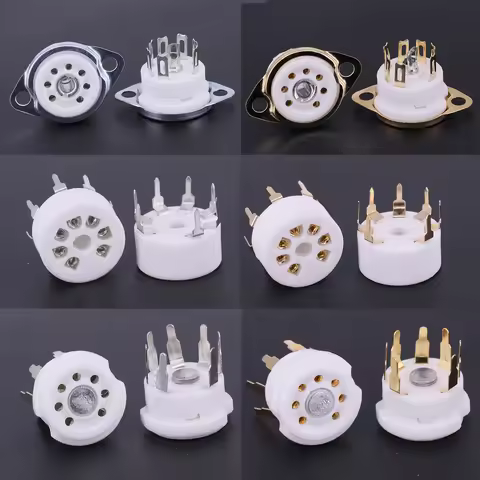 2PCS 6X4 6Z4 EZ90 EF95 6AU6 6J4 EF94 6J2 6J1 6C4 6AV6 6AQ5 Tube Socket Gold Plated For B7G 7Pin Tube