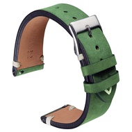 Leather Watch Strap 20mm 21mm Watchband Matte Green Dark-brown Suede Leather Watch Straps Soft Handmade Wrist bands For Watch