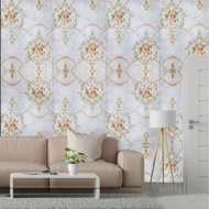 Wallpaper Stiker Dinding Motif Putih Batik Keabuan