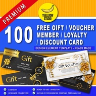 100 FREE GIFT, VOUCHER, MEMBER CARD, ROYATY CARD Design template - Ai / Vector