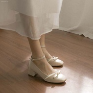 Maryjane pearl ribbon heels