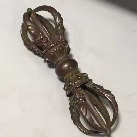 Antique Tibetan Style Vajra Ritual Instrument Eight-Pronged Five-Pronged Ornament Tantric Bronze Vaj