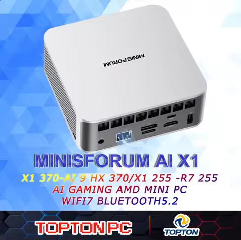 MINISFORUM AI X1 370 Mini PC AMD Ryzen AI 9 HX 370(12C/24T) Desktop Computer HDMI|DP|2xUSB 4 Output 